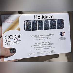 Last chance!Color Street Holidaze Multicolor Glitter on Black Nail Polish Strips